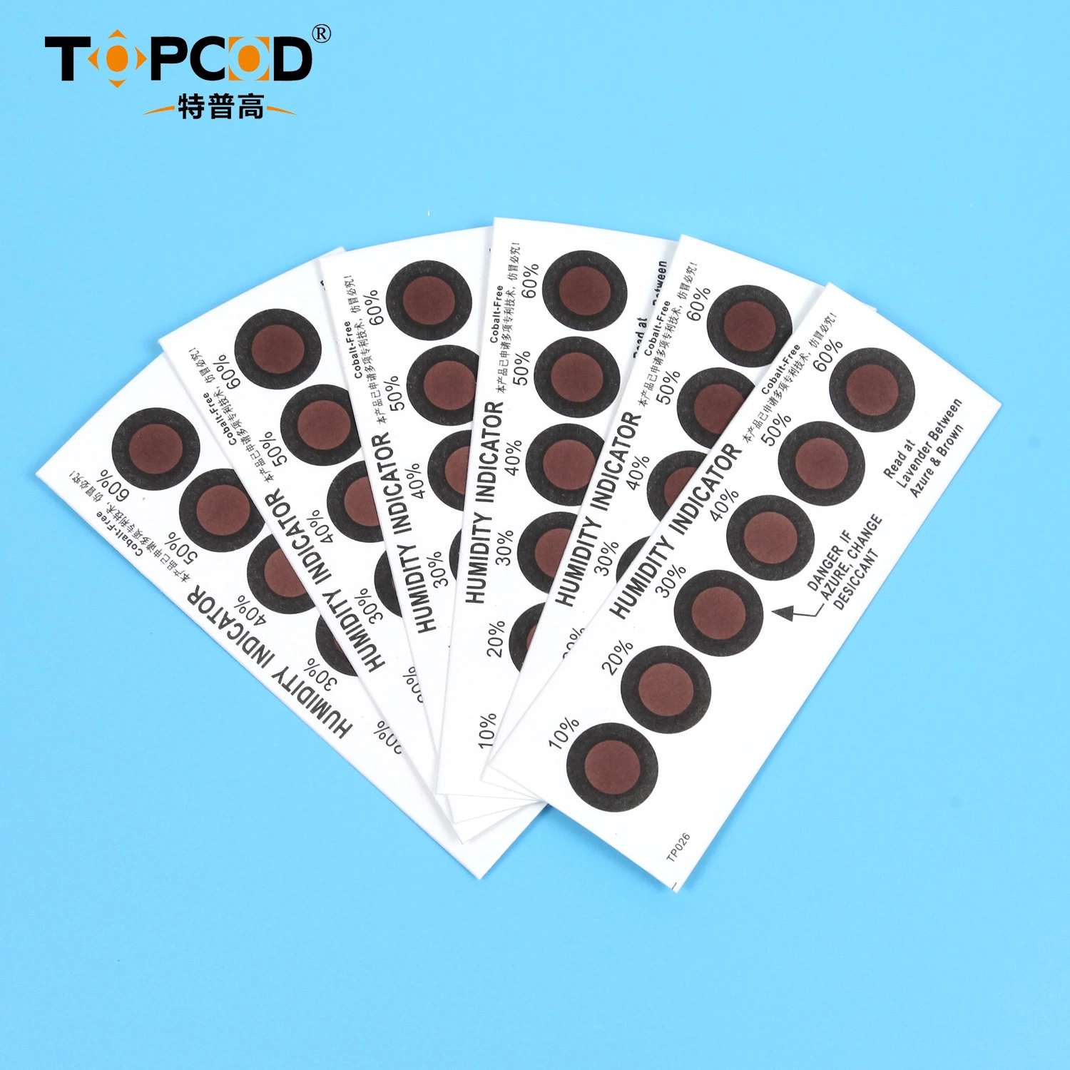 Brown to Blue Hic Humidity Indicator Card with Cobalt Free (6 dots) for Optical Equipment