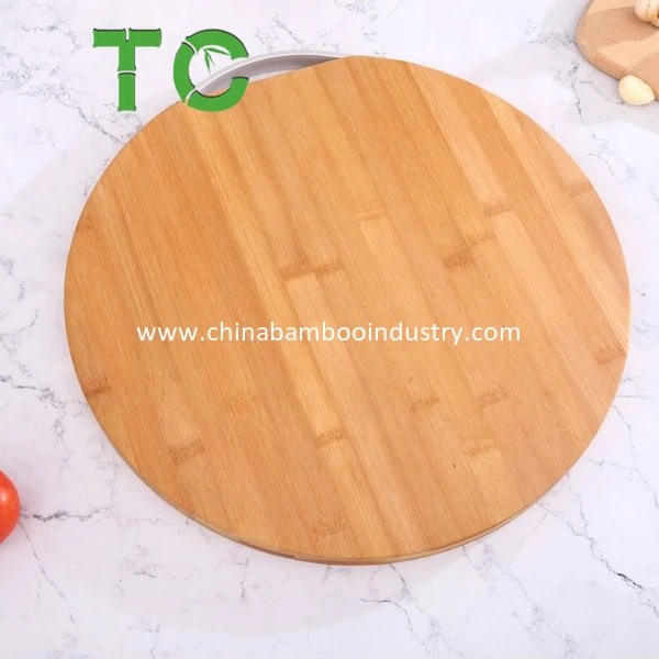 La Ronda de mejor venta de corte de bambú Coard con asa metálica y placas de corte sirve para la cocina, tabla de cortar