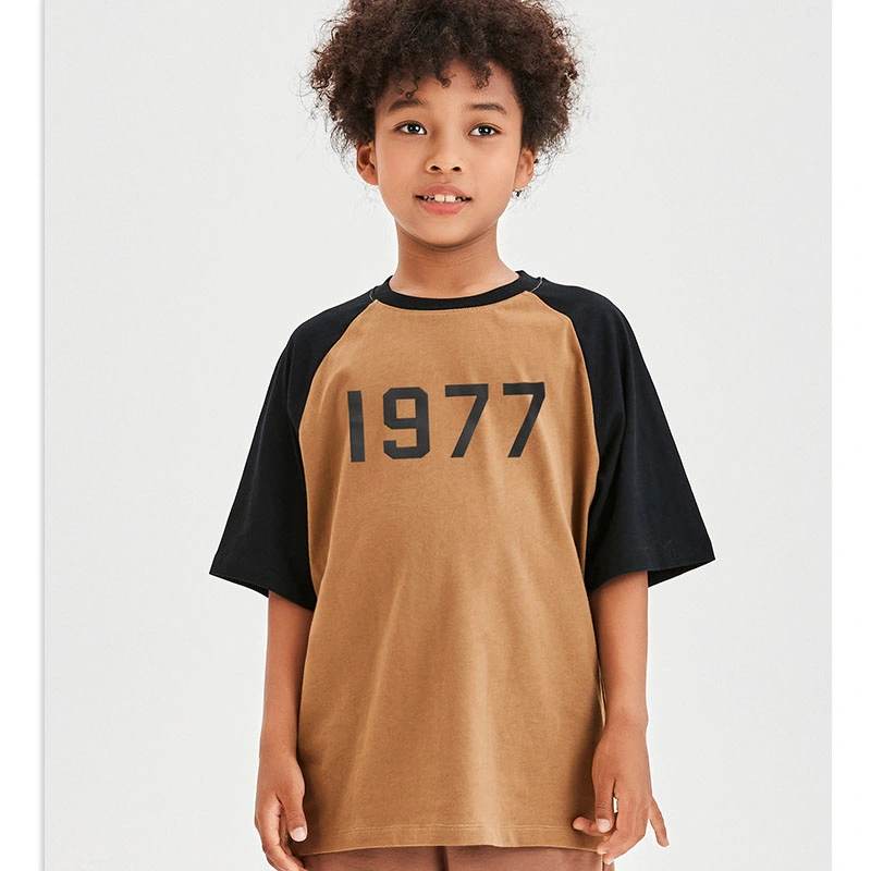 Children's Clothes Fog Alphabet 1977 Insert Shoulder Sleeve Children's Short Sleeve T-Shirt Boys Girls Short Sleeve (CFTZ-006)