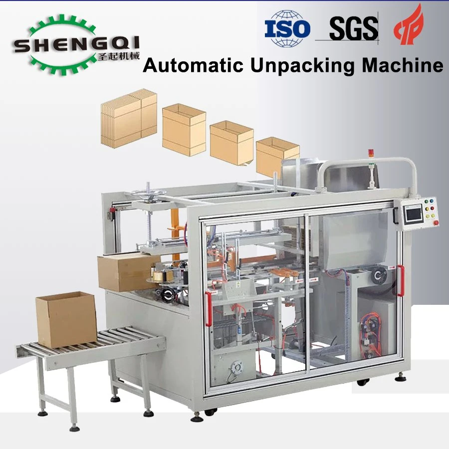 Automatic High Speed Tape Sealing Vertical Type Case Carton Corrugated Box Unpacking Machine