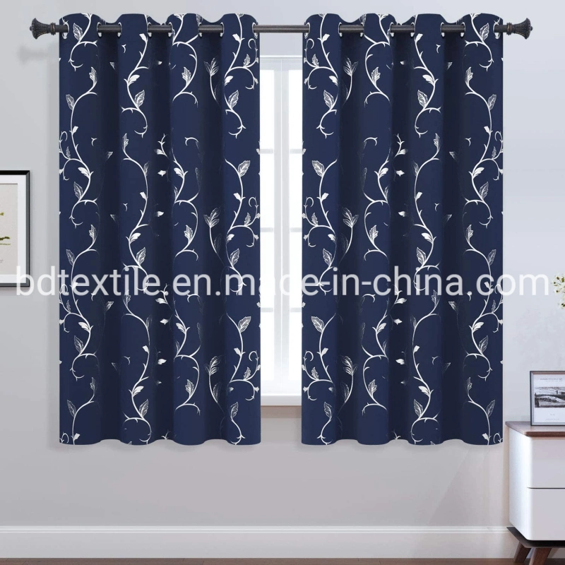 Moroccan Hot Sale Foil Plata Cortinas estampadas Cortinas Negras Europeas