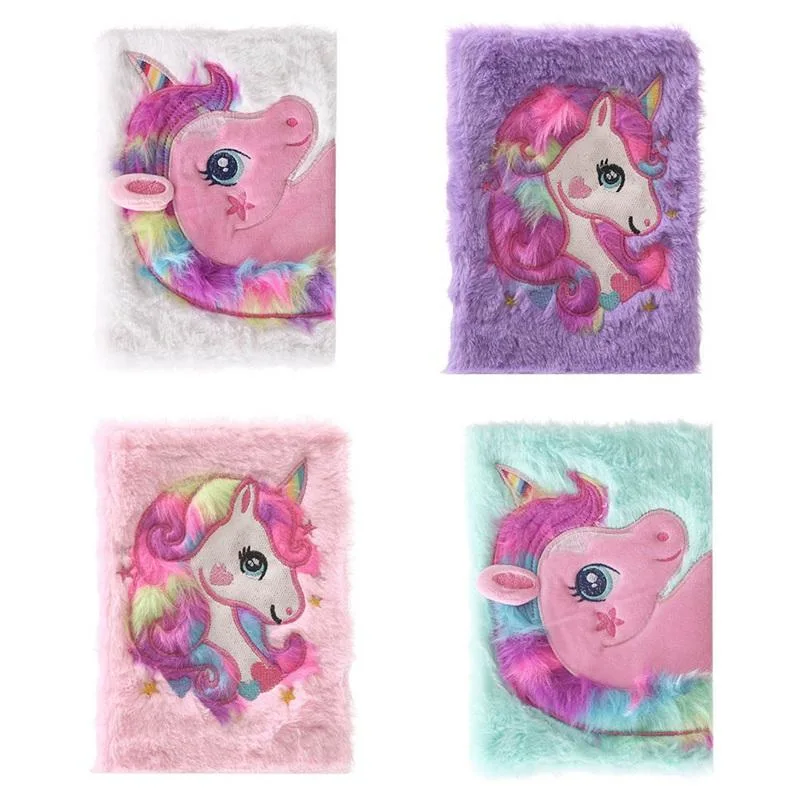 New Cartoon Fantasy Unicorn Velvet Notebook Pink Soft Girl Notebook Colorful Cute Design Unicorn Daily Notebook