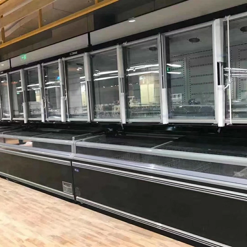 Customized Commercial Display Freezer 3 Door Air Curtain Cabinet Upright Open Chiller Display