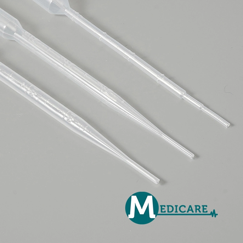 Laboratório de manuseio de líquidos de plástico descartável de 3ml estéril de pipetas