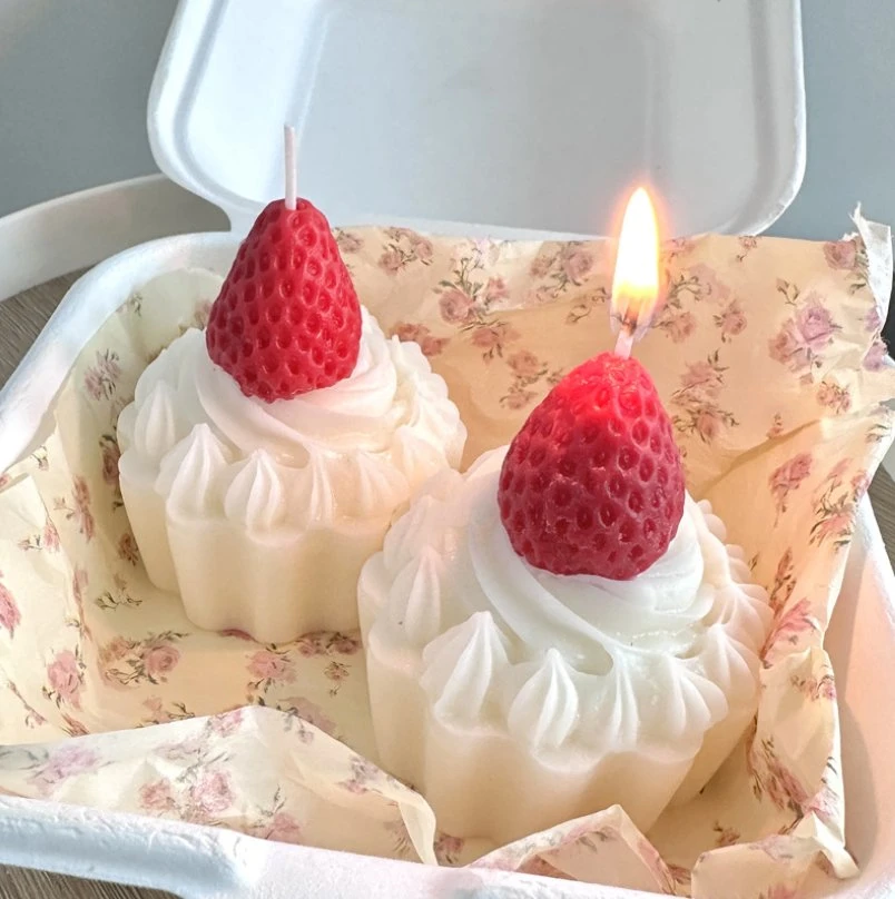 Bolo atacado velas scented Strawberry acompanhamento criativo ornamentação decoração aniversário