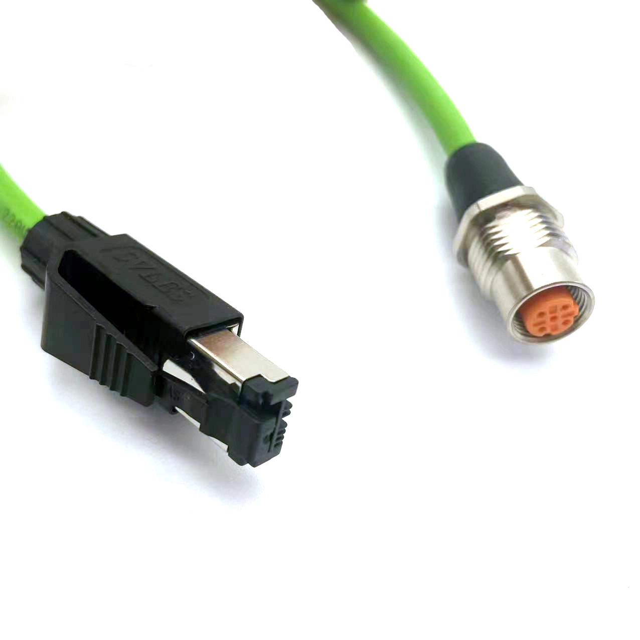 Ethernet/IP Female Back Panel Installation M12 to RJ45 Connector Double Ended Molded Cat. 5e Shielded Cables