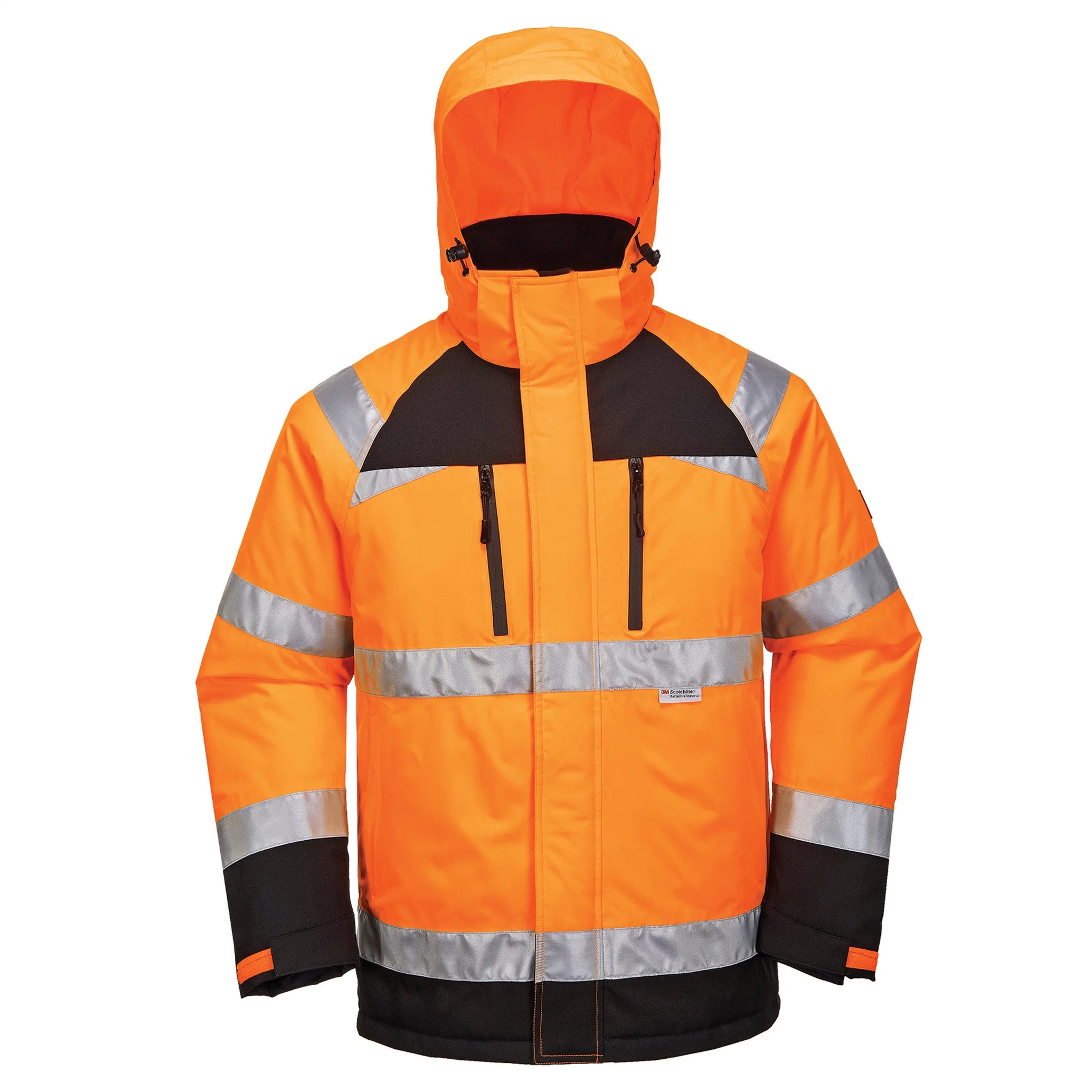 Top Quality Winter Hi Vis Reflective Work Safety Jacket Coat with Adjustable Hood