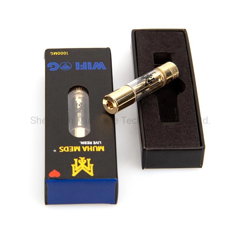 Cartuchos de resina ao vivo Meds Muha Vaporizadores 0.8Ml Cartucho da bobina de cerâmica de ponta redonda Vape Ouro Carretas com caixa de varejo holográfico 510 Thread Caneta da Bateria