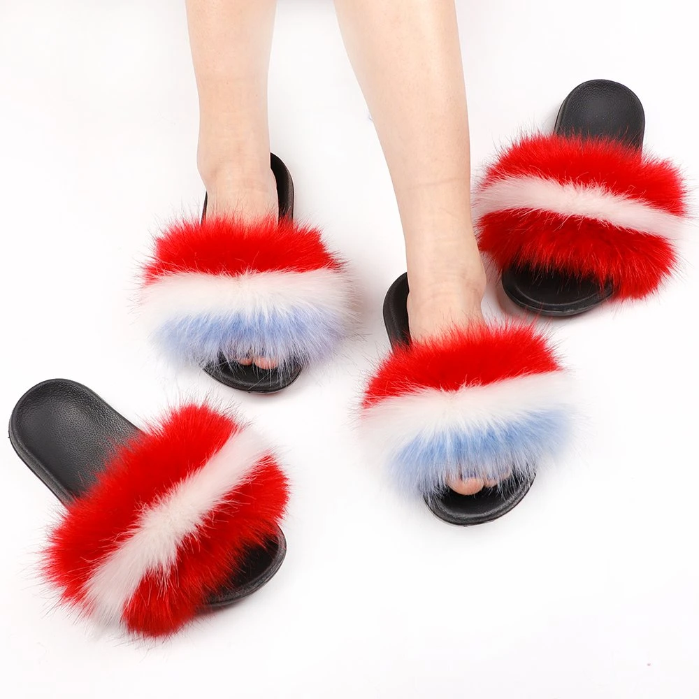 2021 Chaussures femmes Fancy Lady Chambre Chambre Indoor Home Hiver chaud Fausse Fourrure de renard moelleux en peluche à fourrure Fuzzy Chaussures pour femmes de 26 couleurs