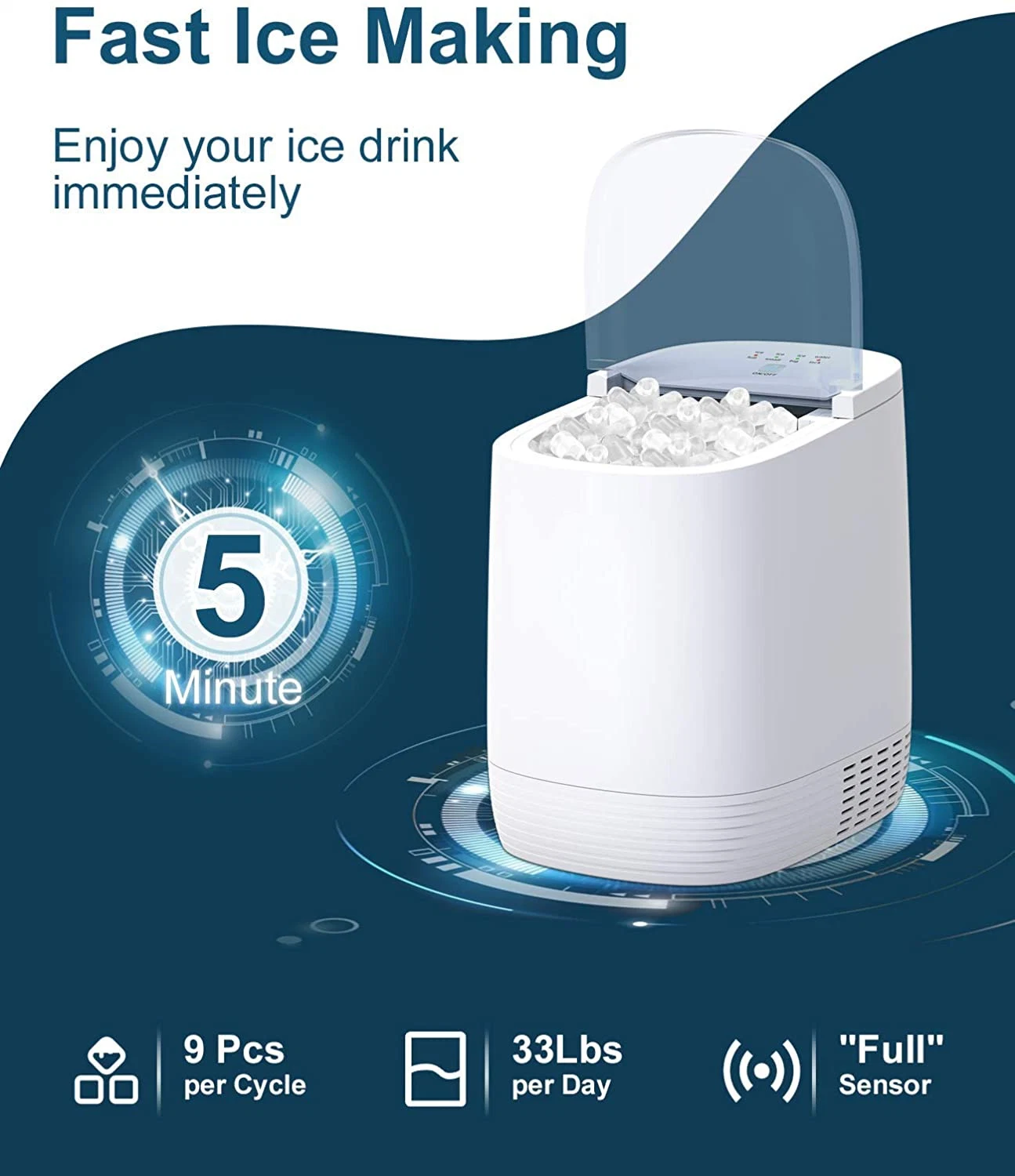 15kgs, Home Use, White, Fareast, Premium Ice Machine Maker