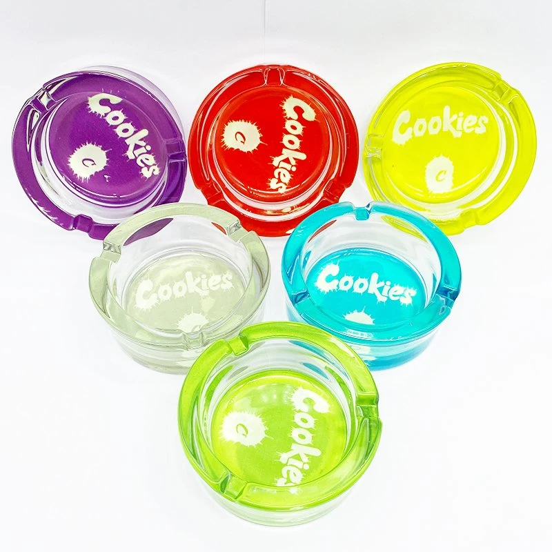 2021 Factory Classic Cookies Leave Glass Designer Windproof Smoking Ashtray Cigar Round Ash Tray