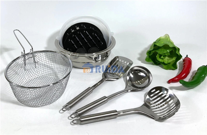 24 Pieces Stainless Steel Cookware Set with Blue Glass Lid, Wide Edge Cookware-African Market