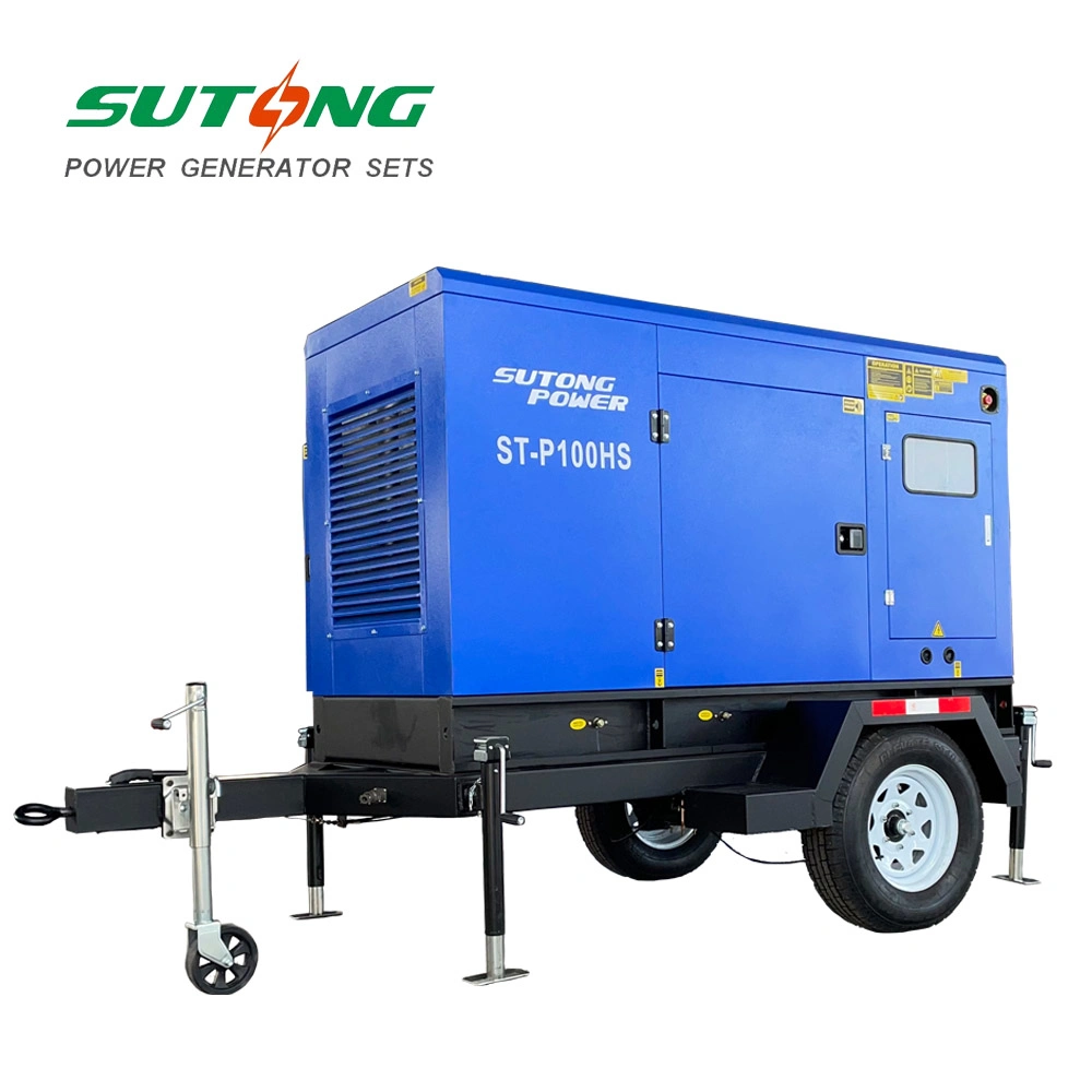 Factory Price 110kVA 150kVA 200kVA Electrical Trailer Diesel Generator Set with Two Wheels Powered by Cummins/Perkins Motor