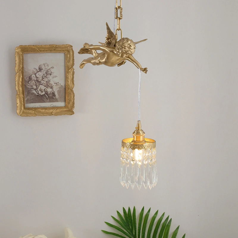 مصابيح حائط بندول من نوع Nordic Vintage Luxury Crystal Rose الثريا LED Brass.