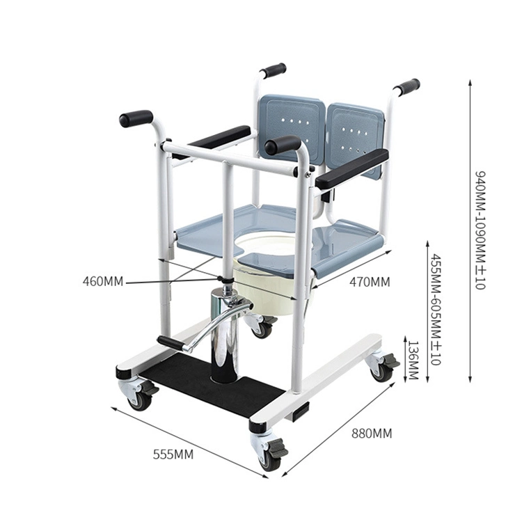 Medical Equipment Lift and Transfer Chair Patient Wheelchair Nursing Rehabilitation with Commode for Disabled Elderly with Factory Price