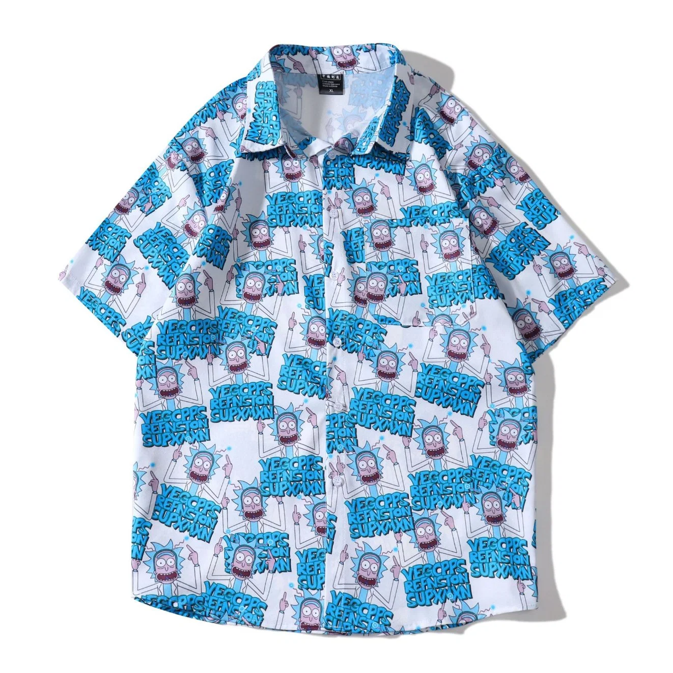 Además de tamaño personalizado Mens Algodón impreso Rainbow hawaiano Casual camisas de manga corta