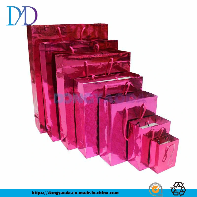 Promotional Laser Red Star Color with UV Art Shopping Packing and Gift Paper Shopping Bag for Holiday
