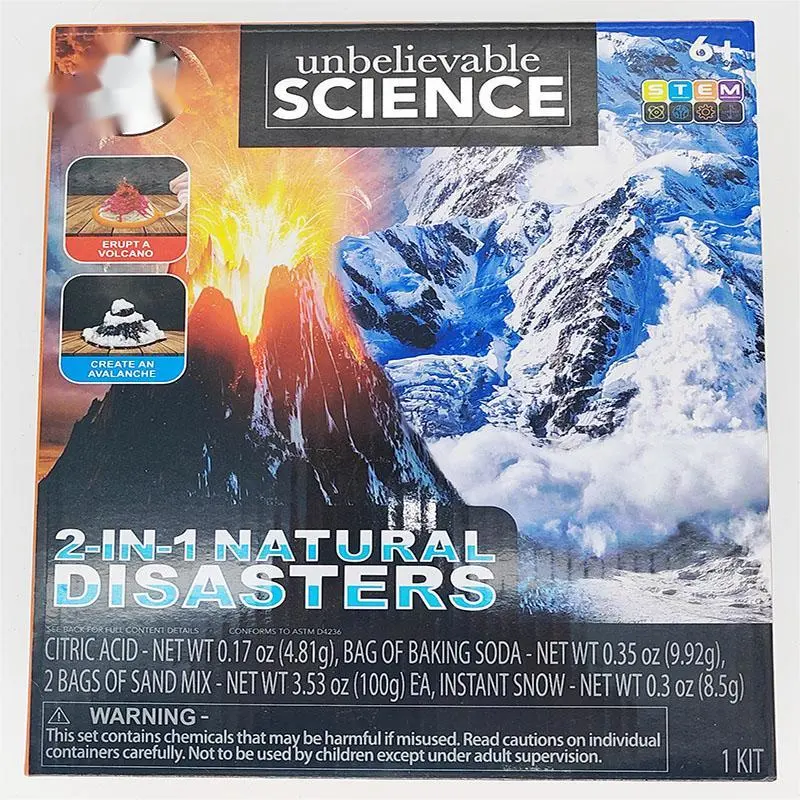 Ciência inacreditável personalizada 2 em 1 desastres naturais Toy Novelty Toys Vulcão Avalanche