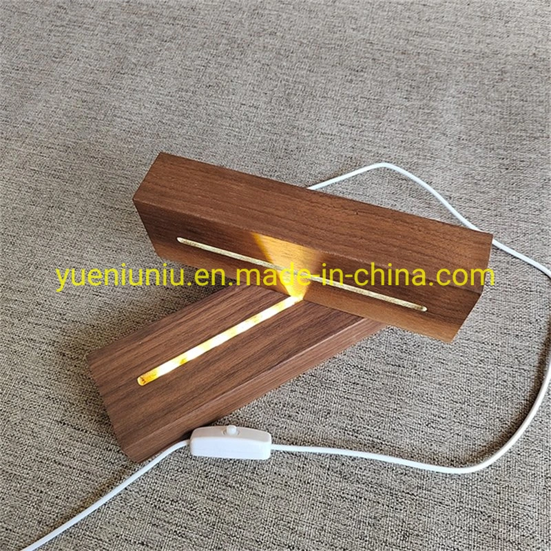 USB Cable LED Base Beech Wood Light Base 3D Acrylic Stand Display LED Tisch lamp