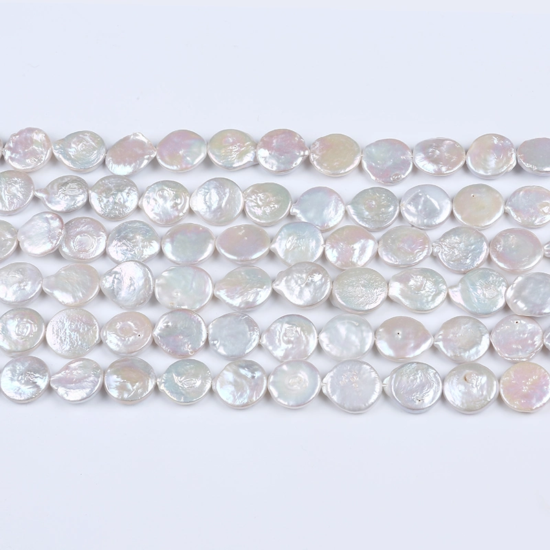 16-17mm White Coin Shape Freshwater Pearl