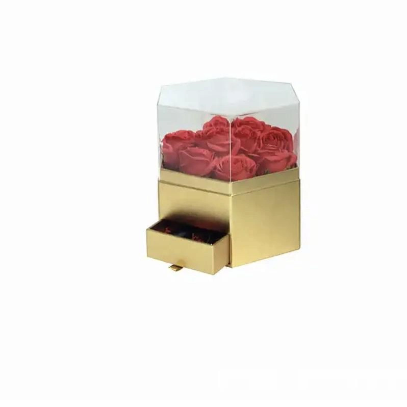 Hexagonal Drawer Acrylic Flower Packing Gift Acrylic Box