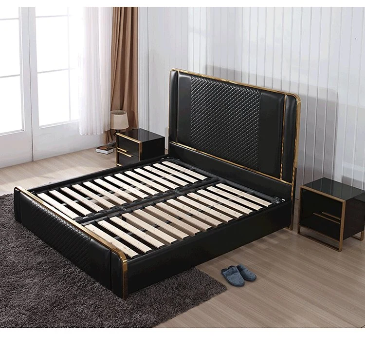 Luxury Modern Hotel King Size Beds with Stainless Steel Wholesale/Supplier Bedroom Furniture up-Holstered Beds