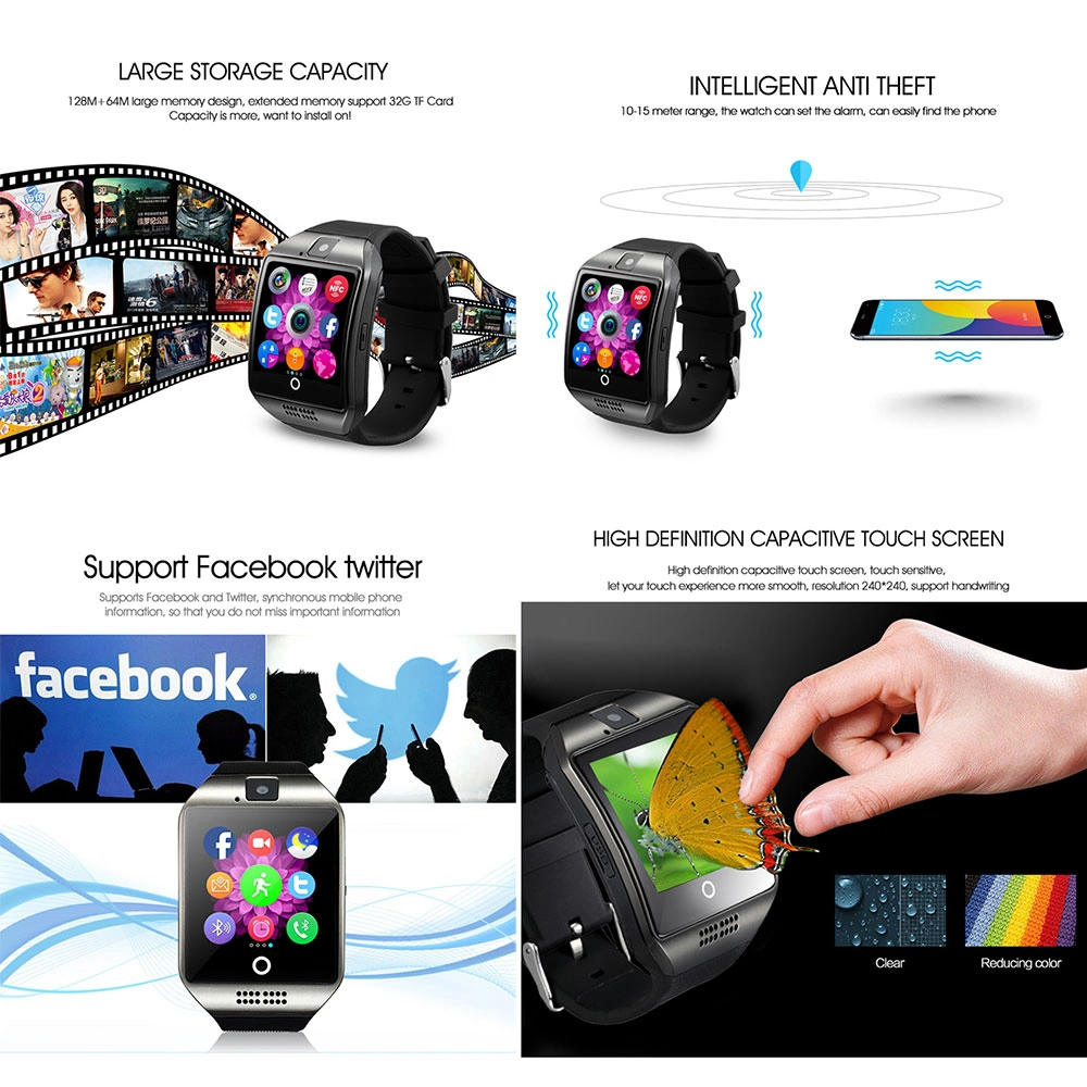 Q18 Bluetooth Smartwatch SIM TF Card Fitness Tracker Women Smart Watch Phone with Camera