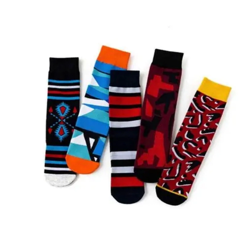 Antibacterial Soft Breathable High Elastic Cotton Colorful Happy Socks Design Aop Men Ankle Crew Socks9