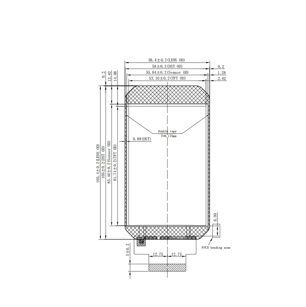 12 Direction de visualisation de l'horloge 300 Nits Rétroéclairage Écran LCD TFT de 3,5 pouces