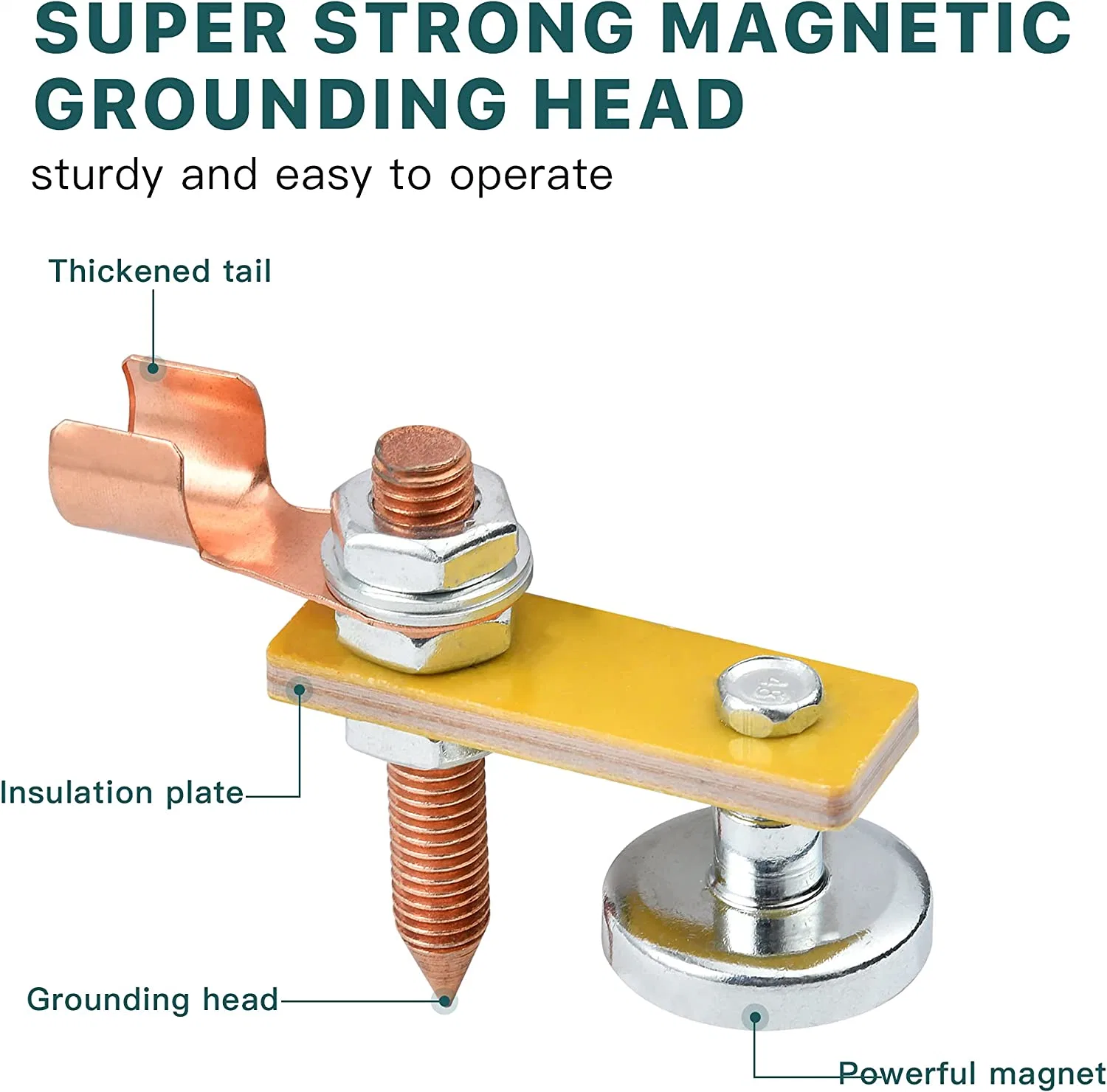 Supply Magnetic Welding Head Support Clip, Large Suction Magnetic Grounding Clip, Copper Tail Welding Accessories, Stable Spot