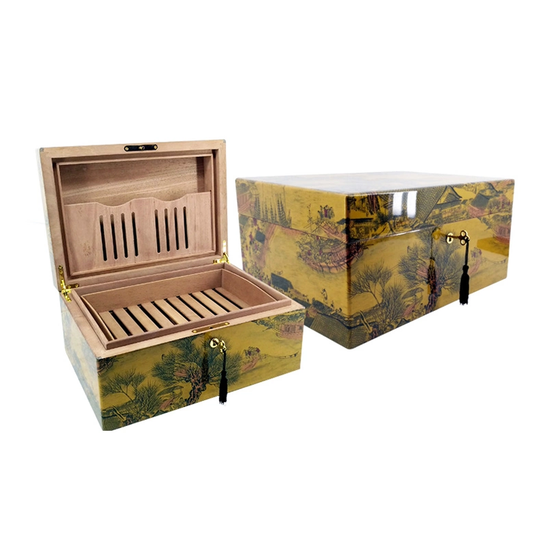 Madera al por mayor estilo elegante Piano Lacquer Cedro creativo Especial elegante Caja Humidor