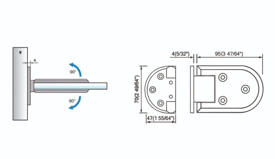 Loire Wholesale/Suppliers Glass Door Accessories Solid Brass Stainless Steel Shower Glass Hardware with Offset Back Plate