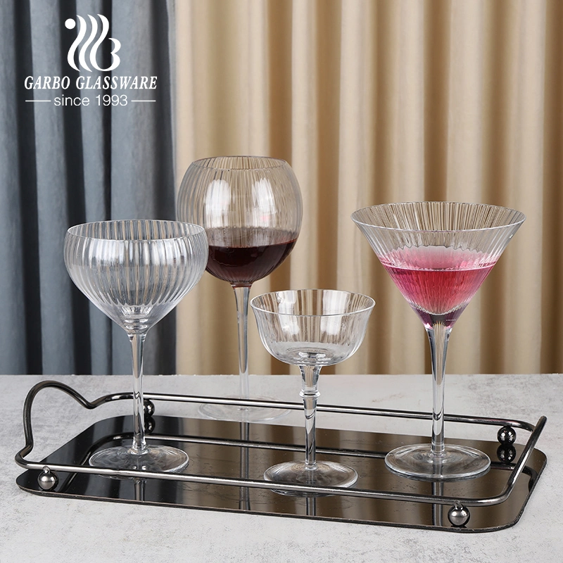 H Штрип узор Wine стекло Гоблет Оптовая стеклянная стемка стекло Винный стаканы ручной работы винный вкус очки
