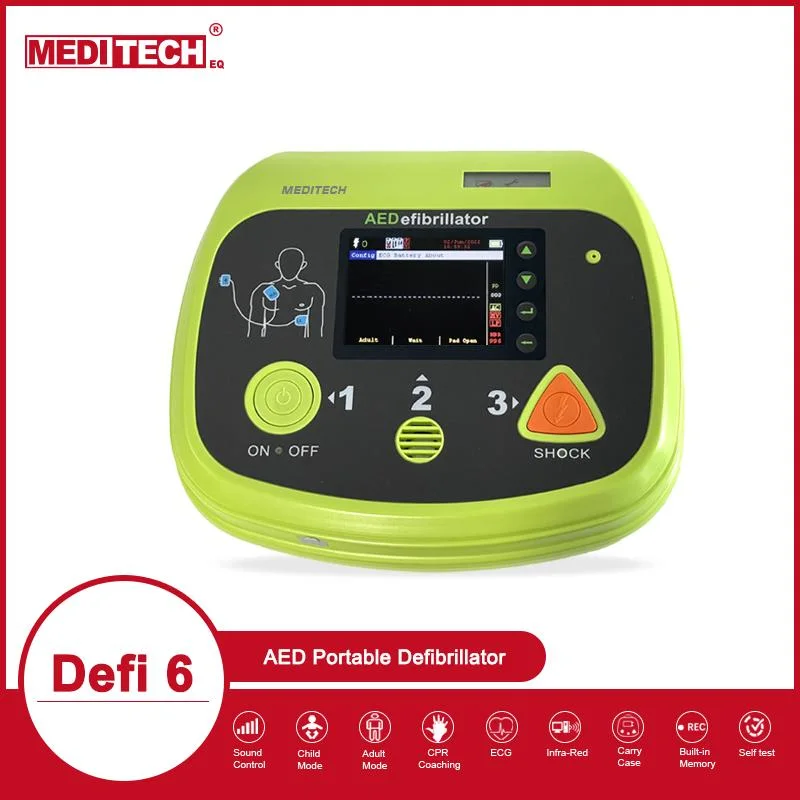 Equipamento Médico de Primeiros Socorros Meditech Biphasic desfibrilador externo automático Portable " Aed" Hospital adequado&amp;Local Público
