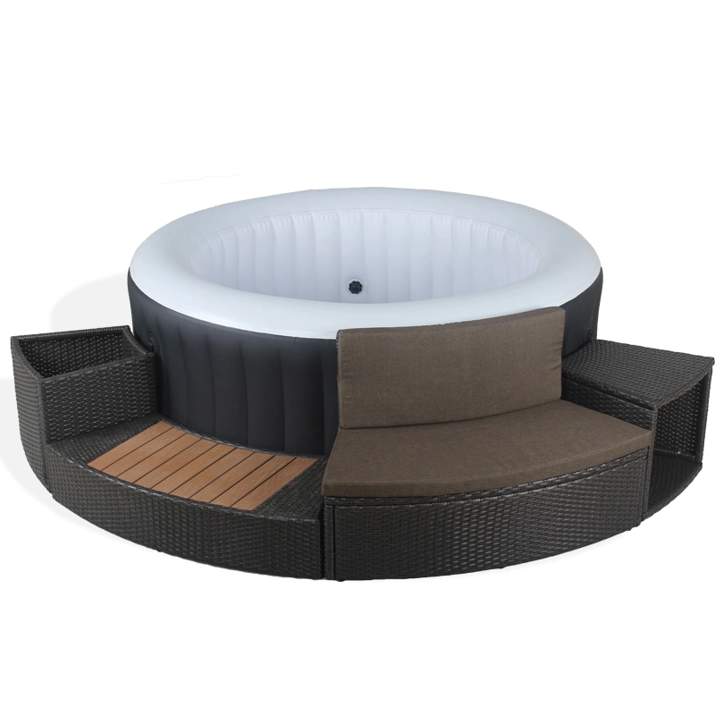 New Design Outdoor Hotel Garden Patio Surround Hot Tub Synthetic Rattan Furniture