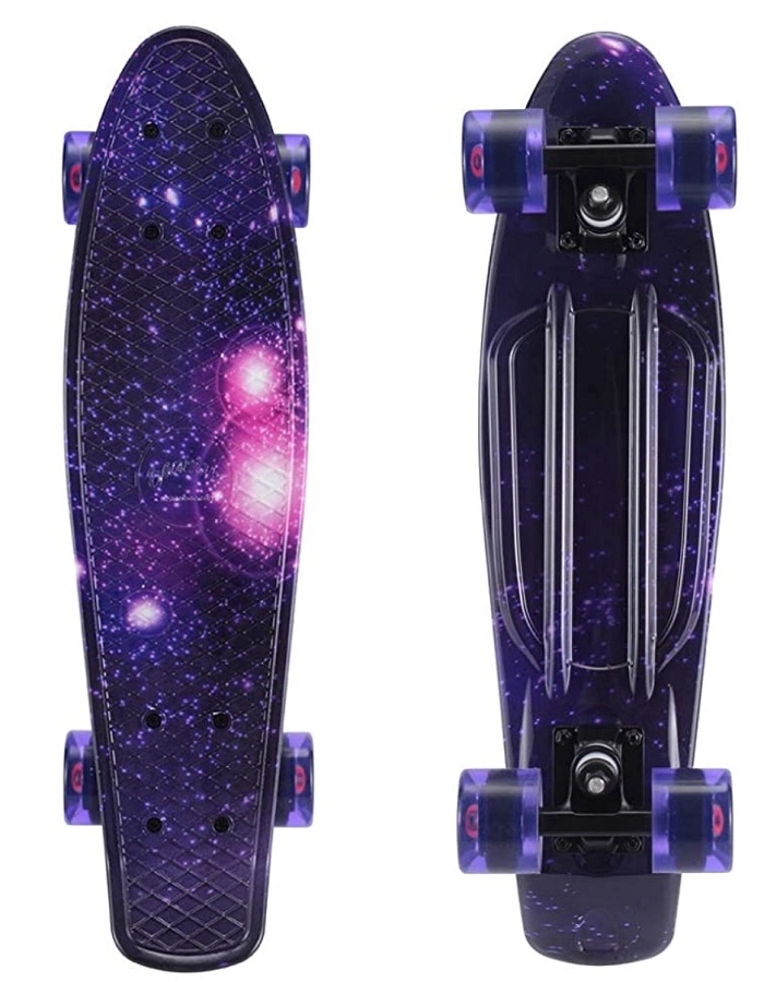 Complete 22 Inch Cruiser Highly Flexible Mini Retro Plastic Skateboard