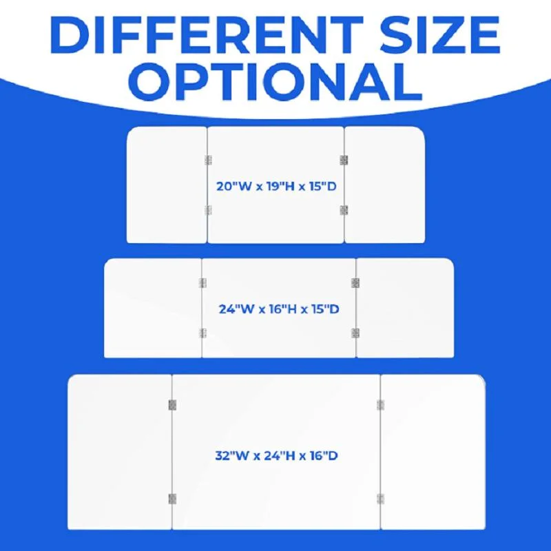 Contador de escritorio de acrílico transparente Trifold estornudar Guardia, barrera de plexiglás para Contadores, restaurante, en la tabla, en el aula, el profesor, estudiante de la protección de plexiglás