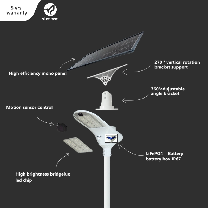 إضاءة مصباح LED للشارع الشمسي المتكامل والمضاء في الحدائق