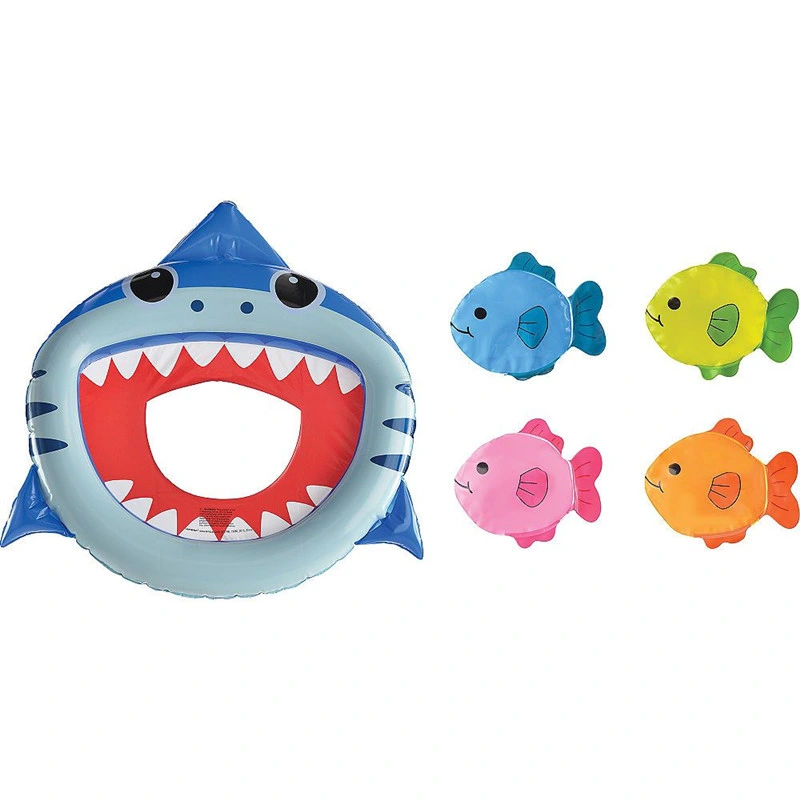 Tiburón inflable Toss objetivo del juego juguetes con pequeños peces