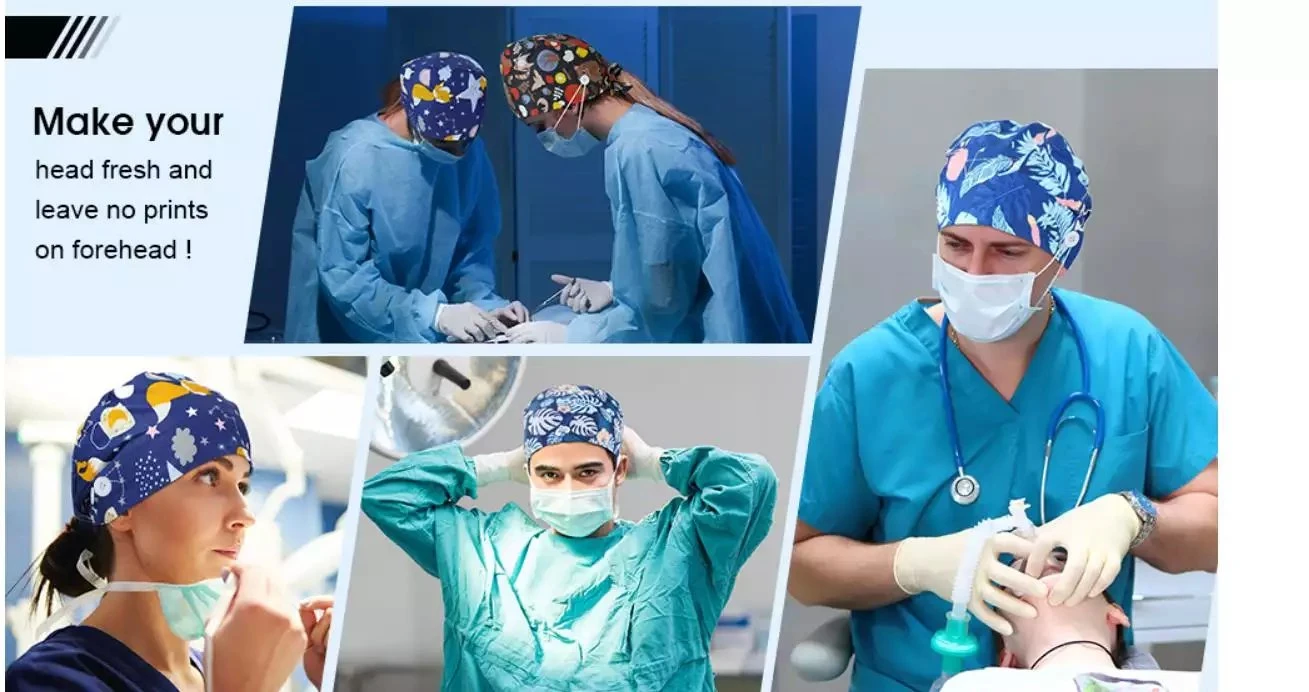 Bouchon de travail avec le bouton bandeau antisudation dos réglable de chapeaux pour la tenue de travail de masque unisexe Hat