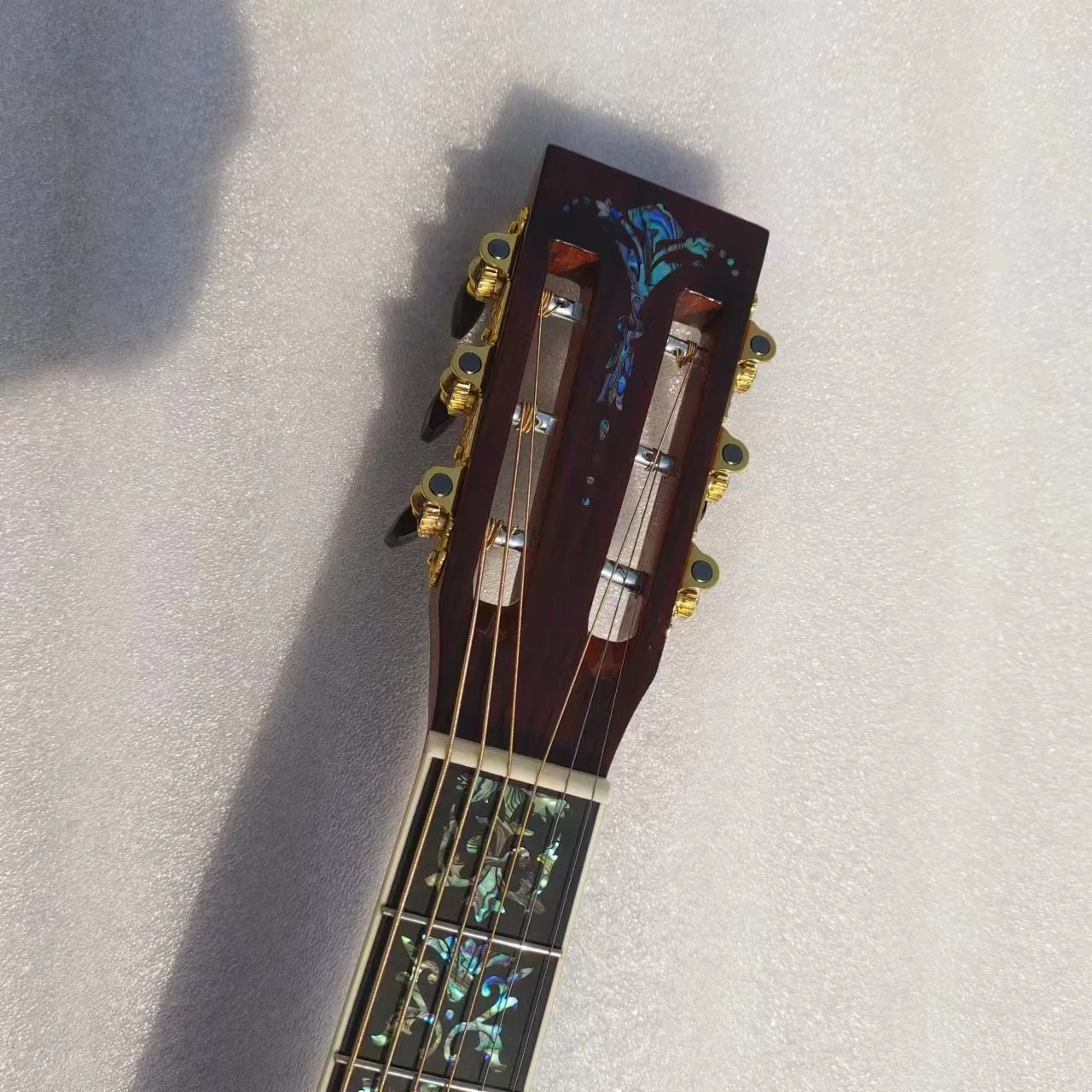 Custom Aaaa Solid Koa Wood Top and Back and Side Real Abalone Binding All Over Ebony Wood Fretboard/Bridge Acoustic Guitar