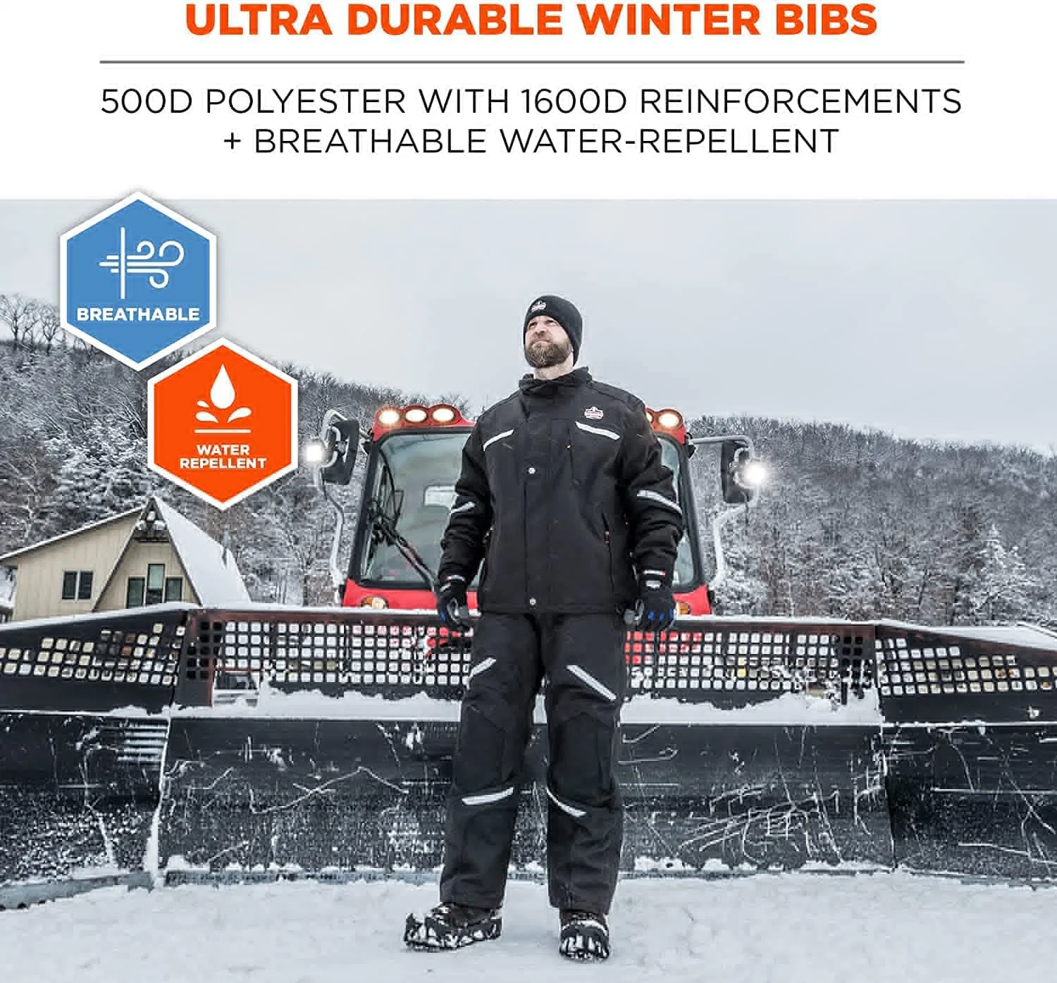 Heavy Duty Insulated Bib Overalls, Winter Workwear, 3m Thinsulate, Removable Knee/Shin Pads