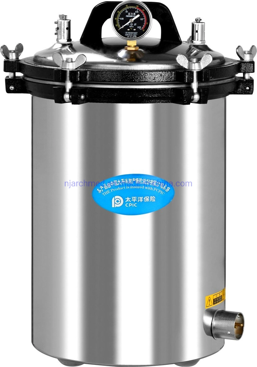 Medical Instrument Portable Electric or LPG Heated 18L/24L Class N Pressure Steam Sterilizer