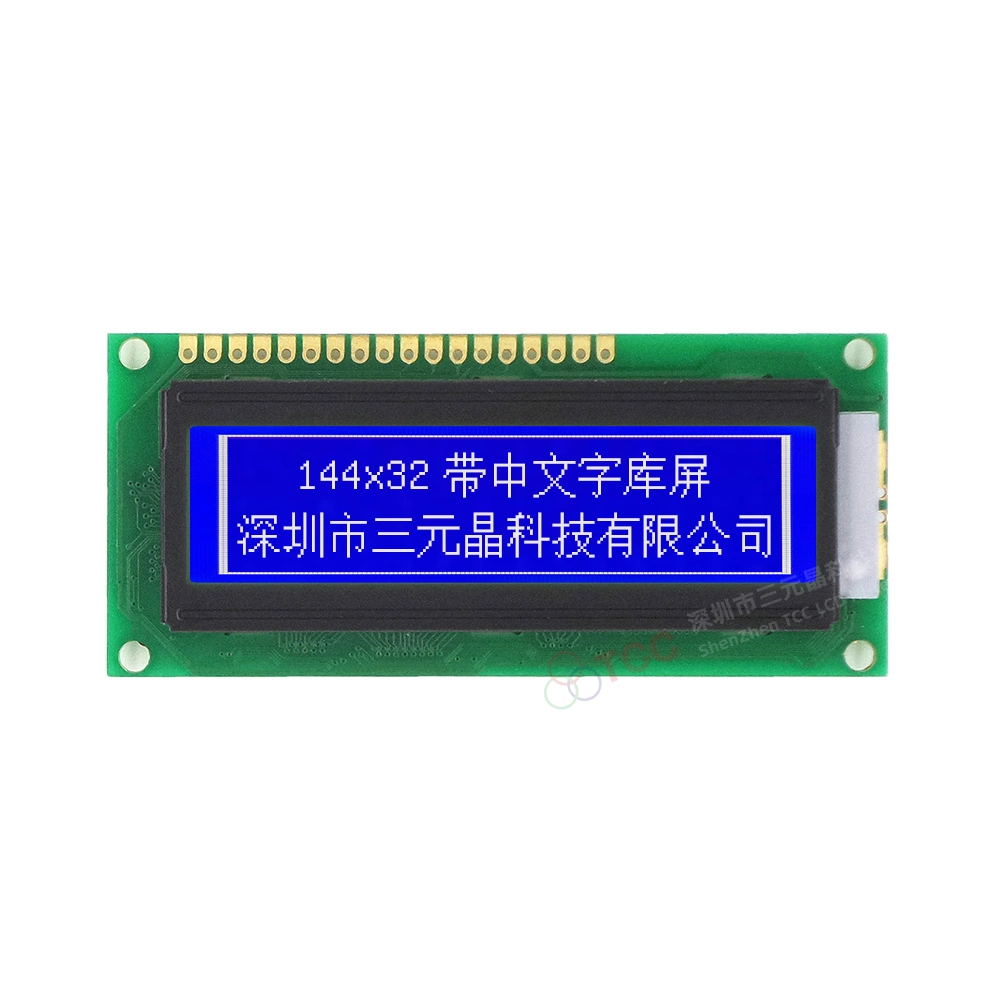 18 Pino 144*32 Ecrã gráfico 8 Bit Paralelo Stn LCD azul do módulo do Mostrador