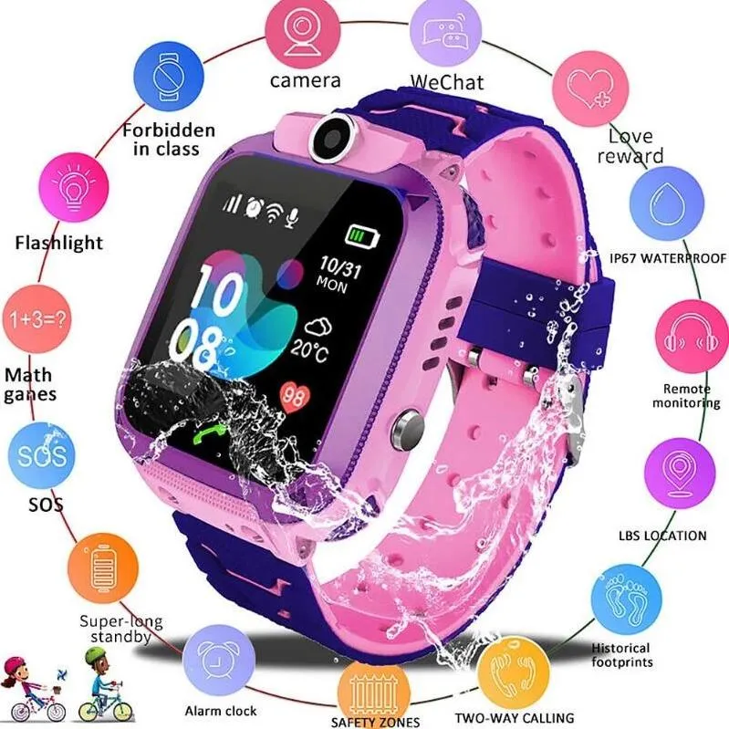 Smartwatch Don Chicos Chicas niños Q12 Reloj inteligente Sos tarjeta SIM del teléfono de llamada relojes resistentes al agua IP67 Kids reloj cámara Smartwatch