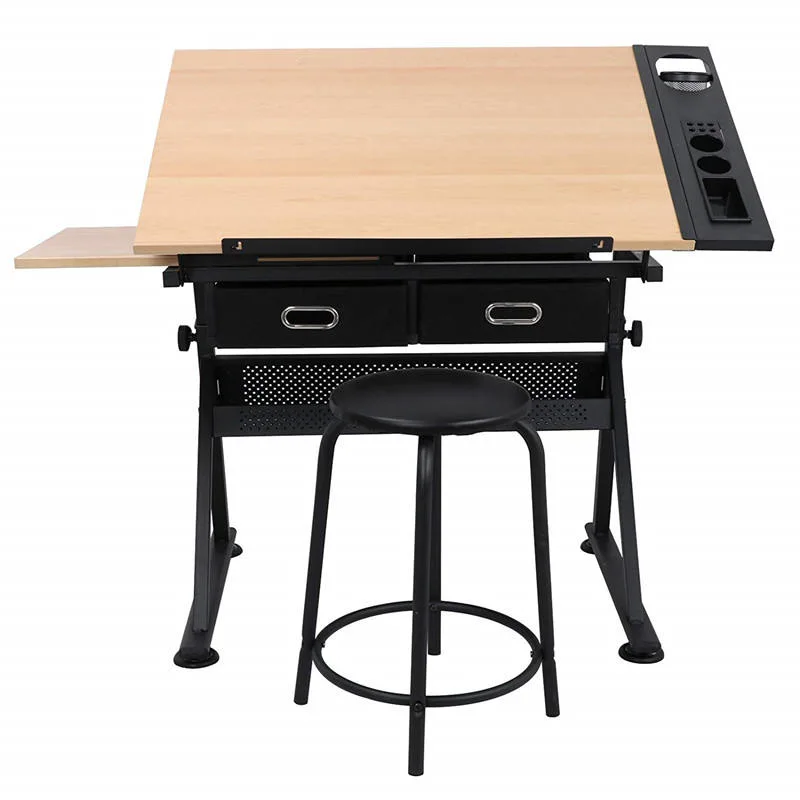 Drafting Desk Drawing Table Art Desk with Stool Adjustable Tabletop