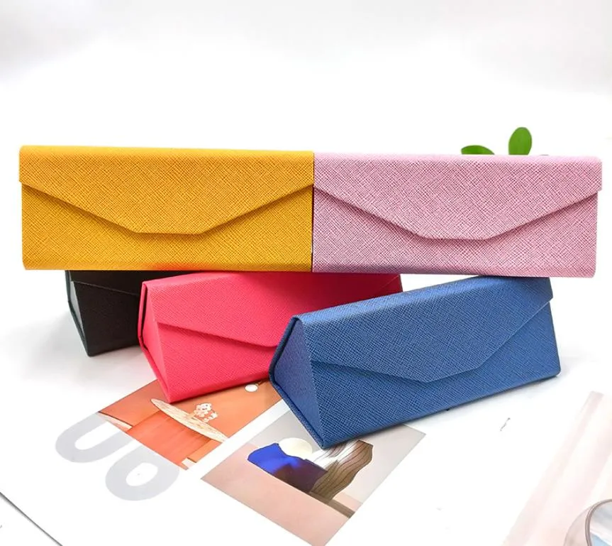 PU Leather Portable Triangle Folding Eyeglasses Case