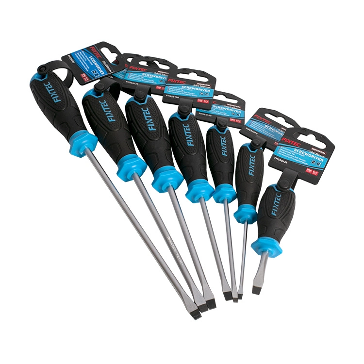 Fixtec Hand Tools CRV Slotted 7PCS Pocket Screwdriver Set with Magnetized Tip and Soft Handle