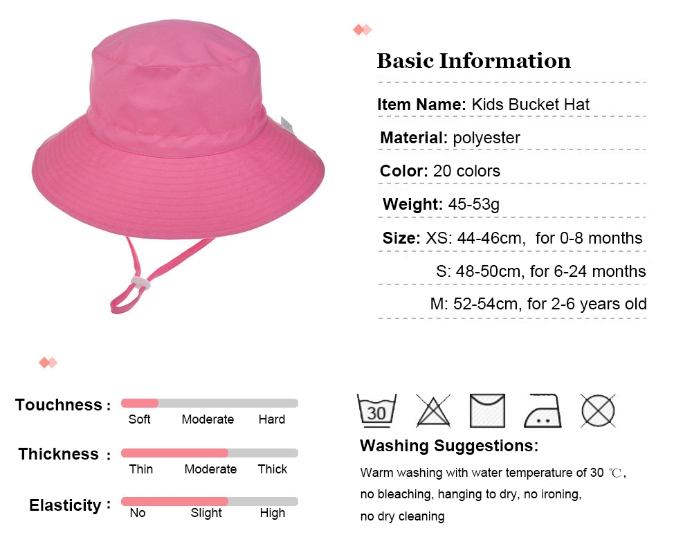 Summer Beach Children Fisherman Bucket Hats for Kids with String