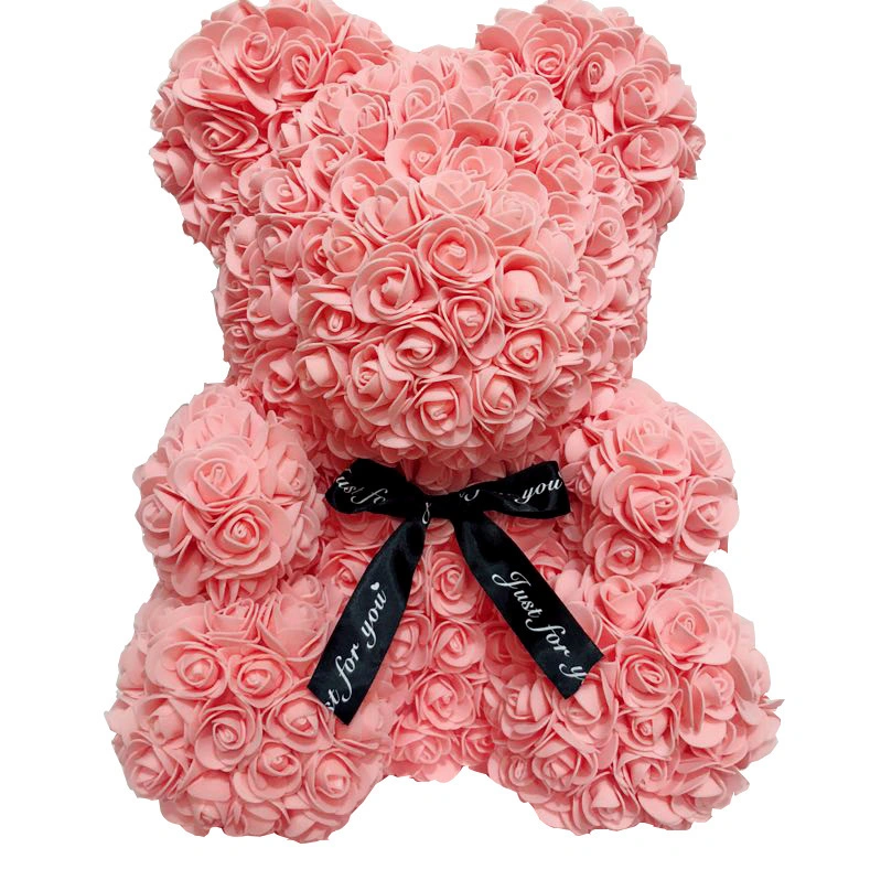 Flores artificiales decoración regalos de juguetes de peluche oso rosa